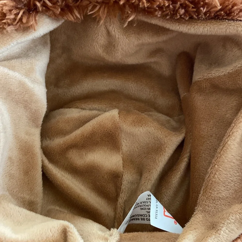 New DolliBu Brown Plush Bear Hat With Ear Flaps
